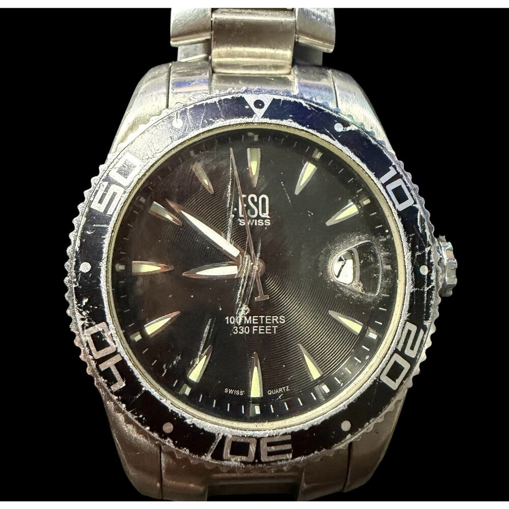ESQ Movado Swiss Men's Diver Watch Stainless Steel Quartz 100M Water Resistant